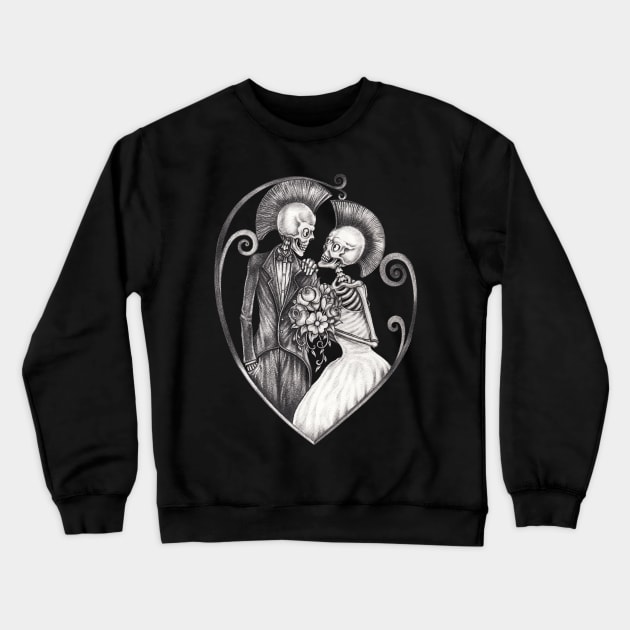 Skeleton lovers couple wedding punk rock. Crewneck Sweatshirt by Jiewsurreal